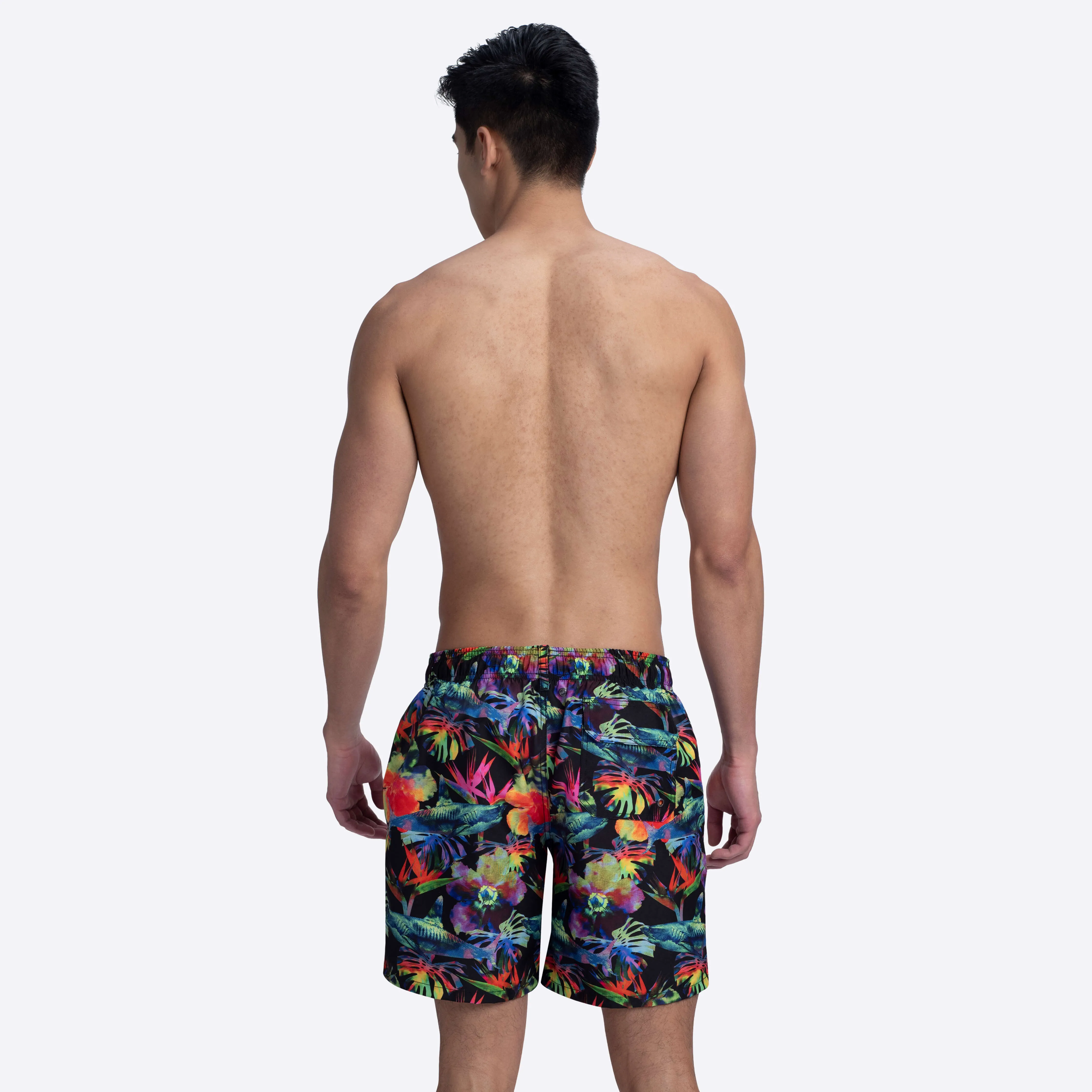 DELANO Tropical Shark Print Swim Trunks