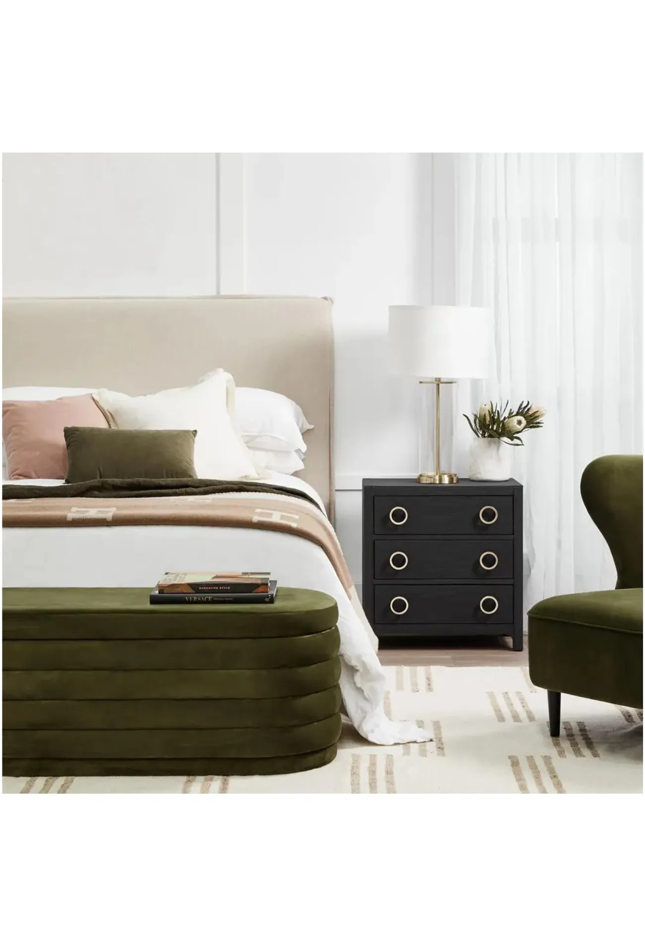 Dessi Storage Bench Ottoman - Olive