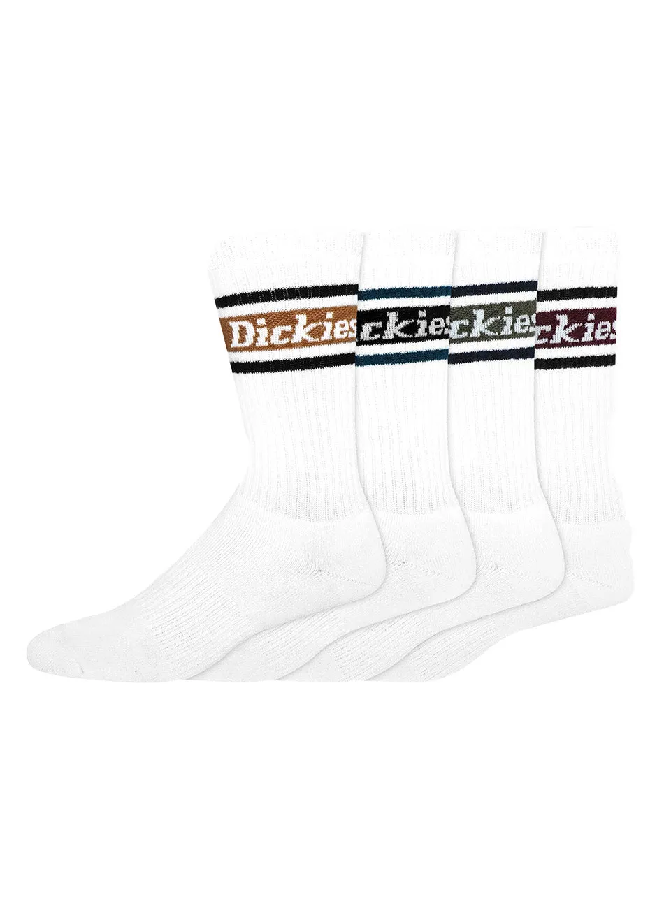 Dickies Rugby Stripe Comfort Socks, Size 6-12, 4-Pack - White/Fall Stripes