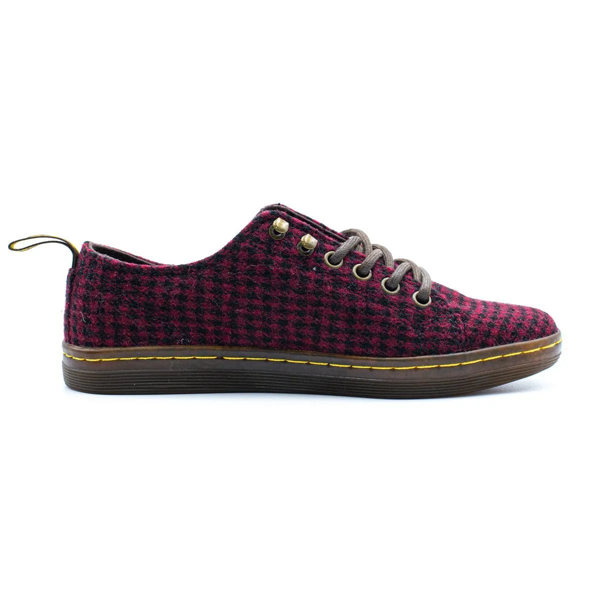 Dr. Martens Samira Air Wair Plaid Check Wool Lace Ups Canvas Burgundy Colour For Women