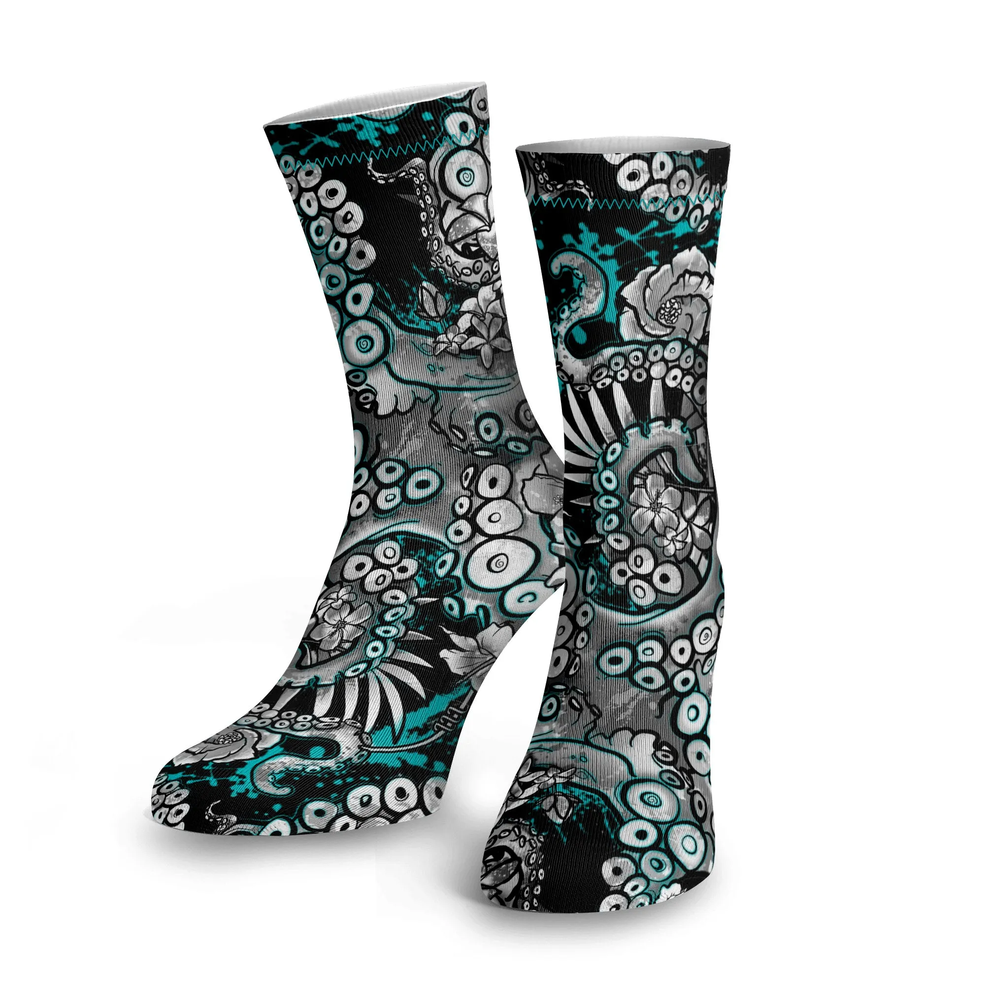 Eco-friendly Electric Blue Octofloral Dive Socks