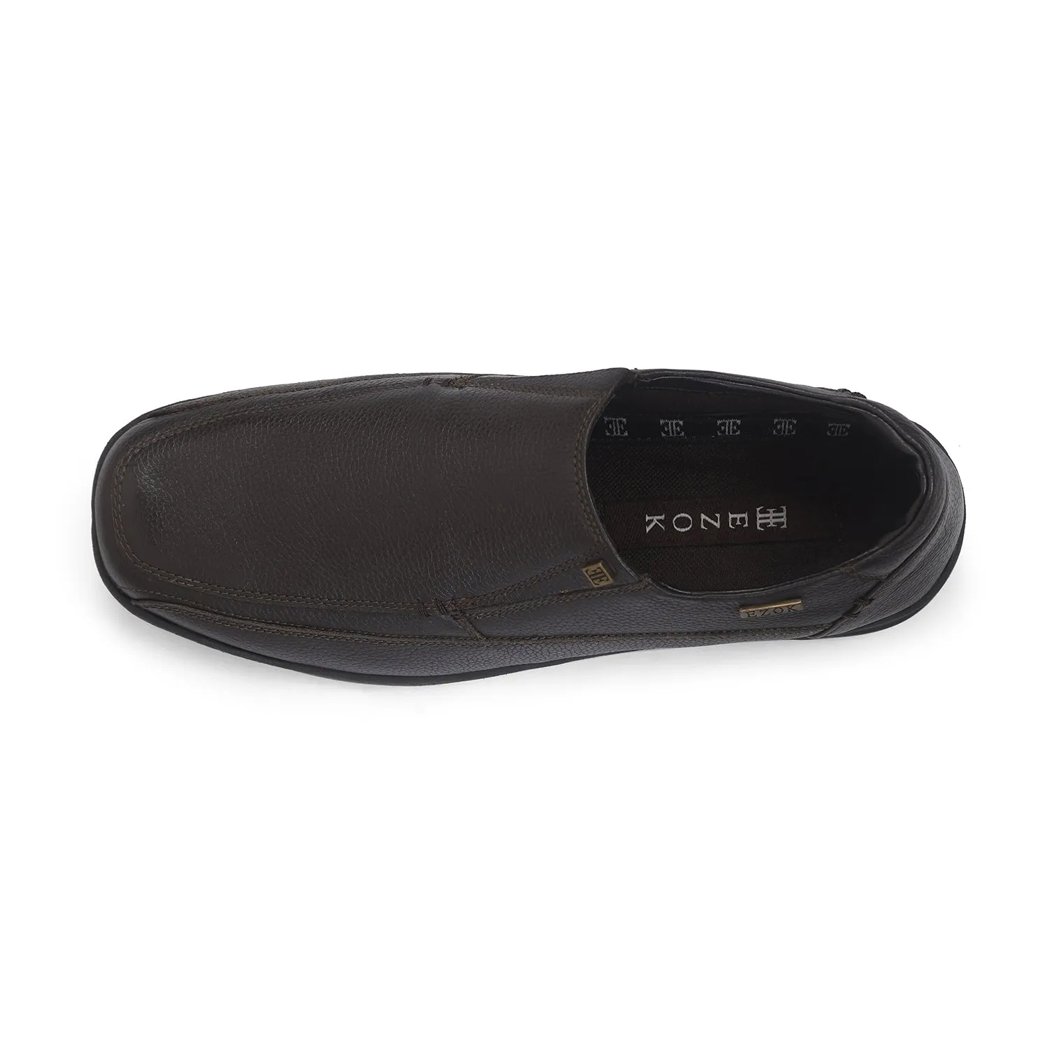 Ezok Brown Leather Slipon Shoes