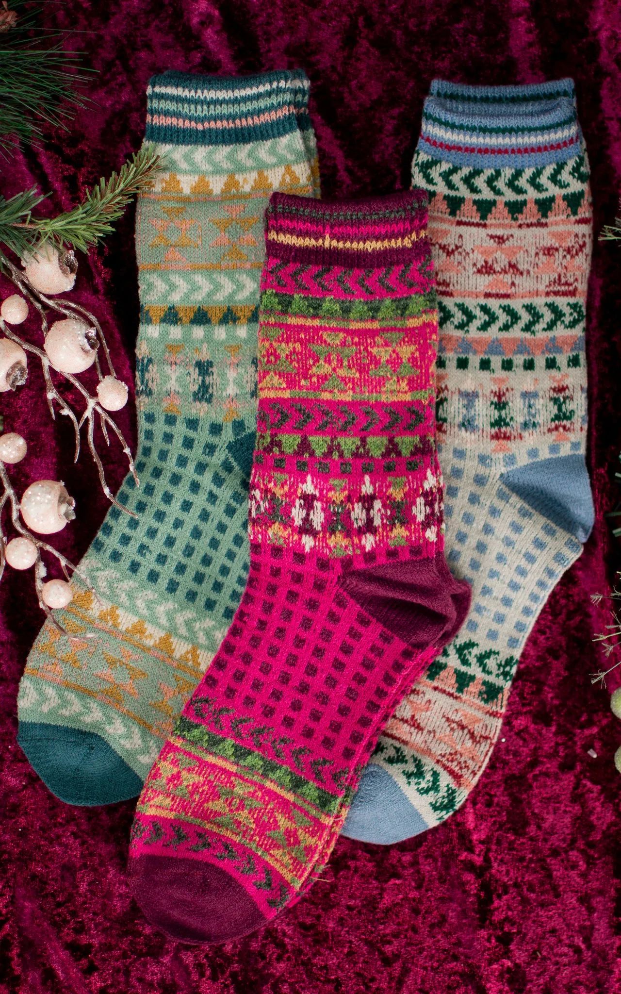 Faire Isle Crew Socks