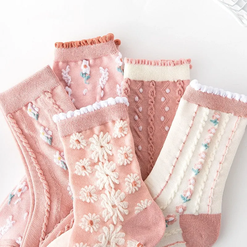 Floral Embroidery Socks