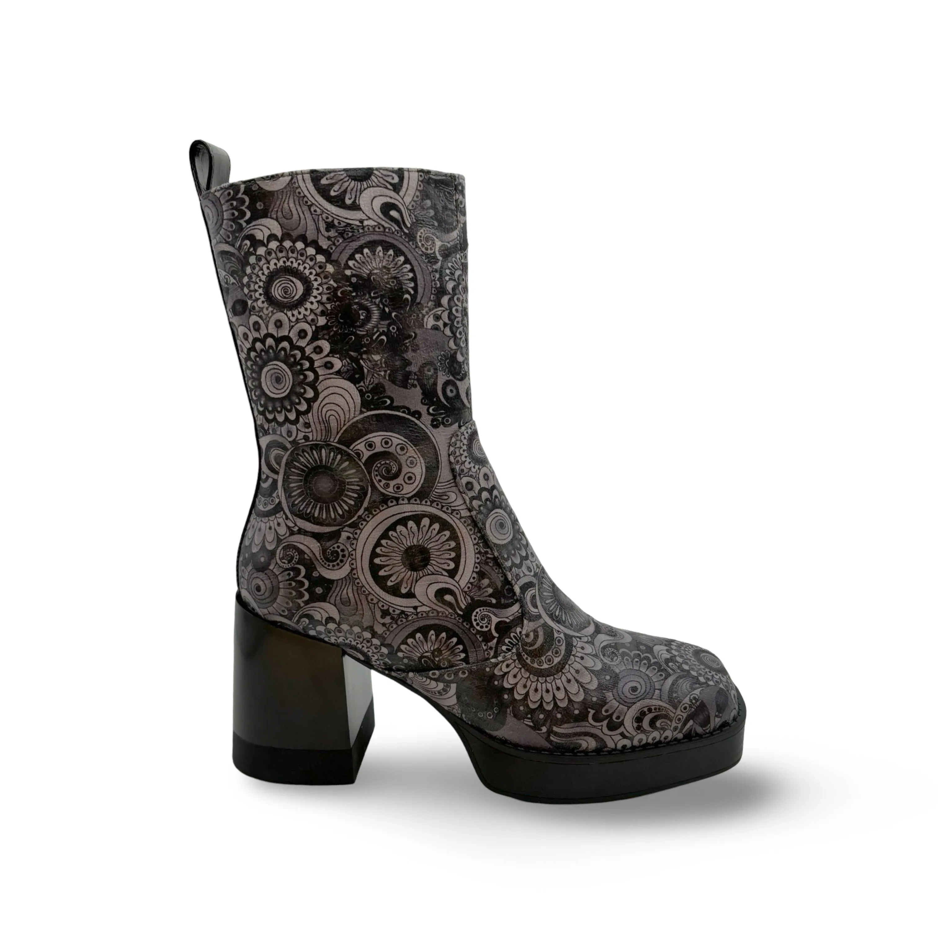 Foxy WATERPROOF Vegan Black/Grey Floral Print Boot