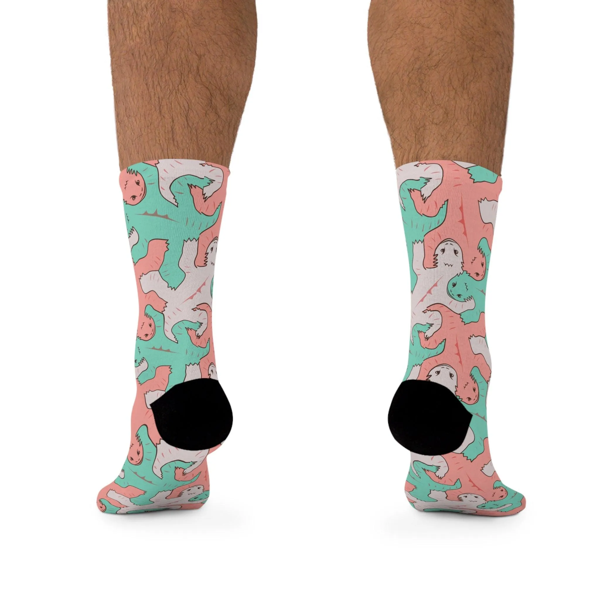 Funky Pink and Green Lizard Tessellation Socks