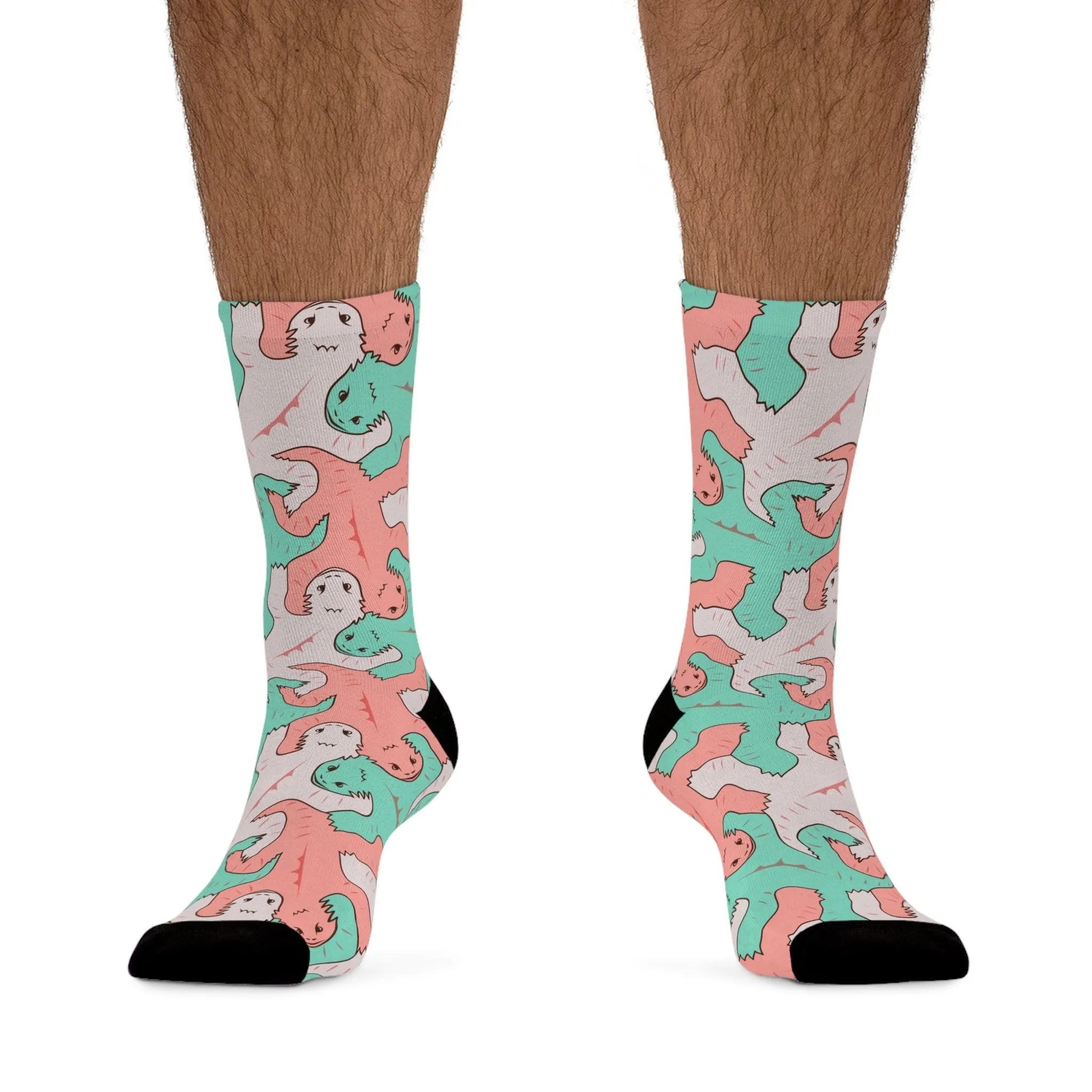 Funky Pink and Green Lizard Tessellation Socks