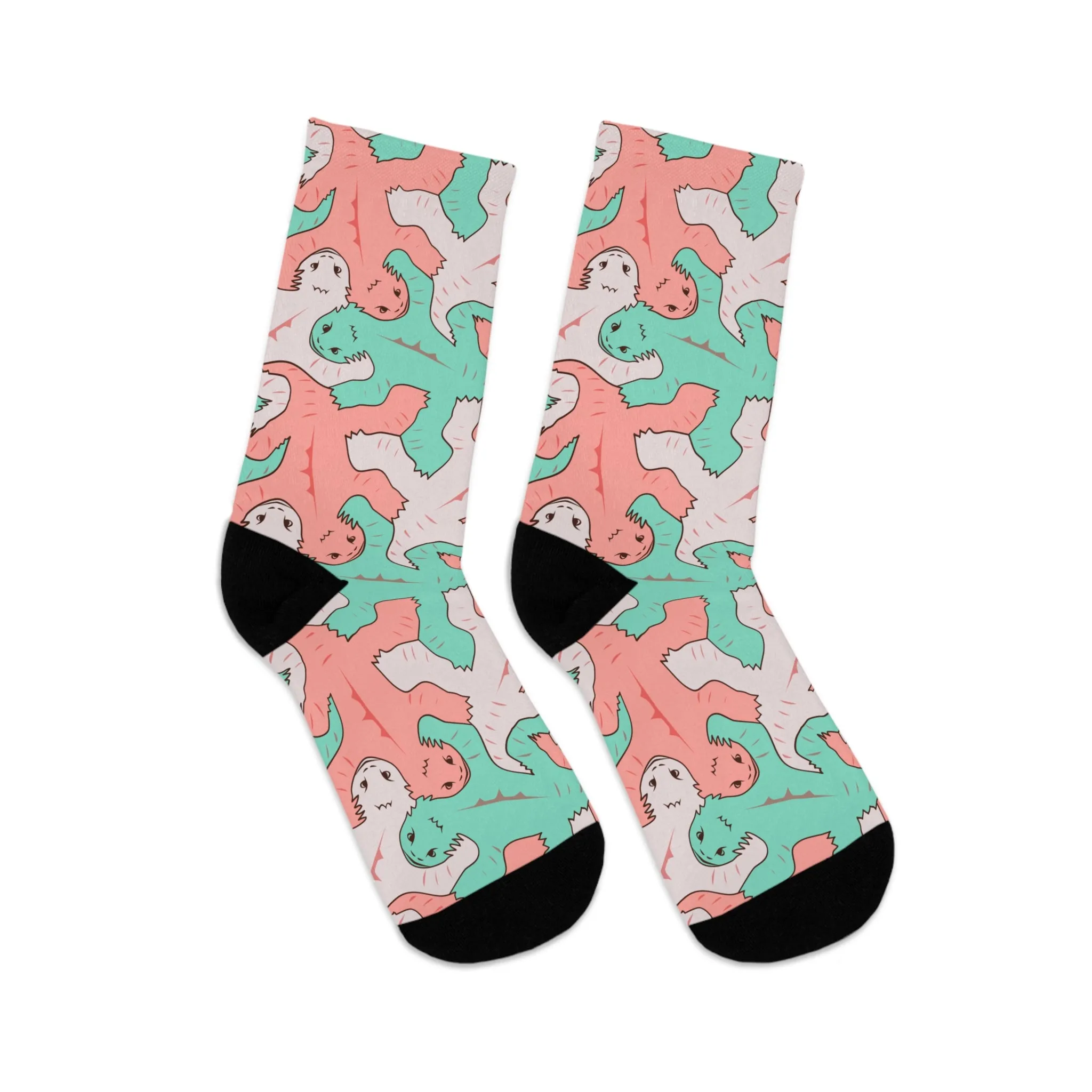 Funky Pink and Green Lizard Tessellation Socks