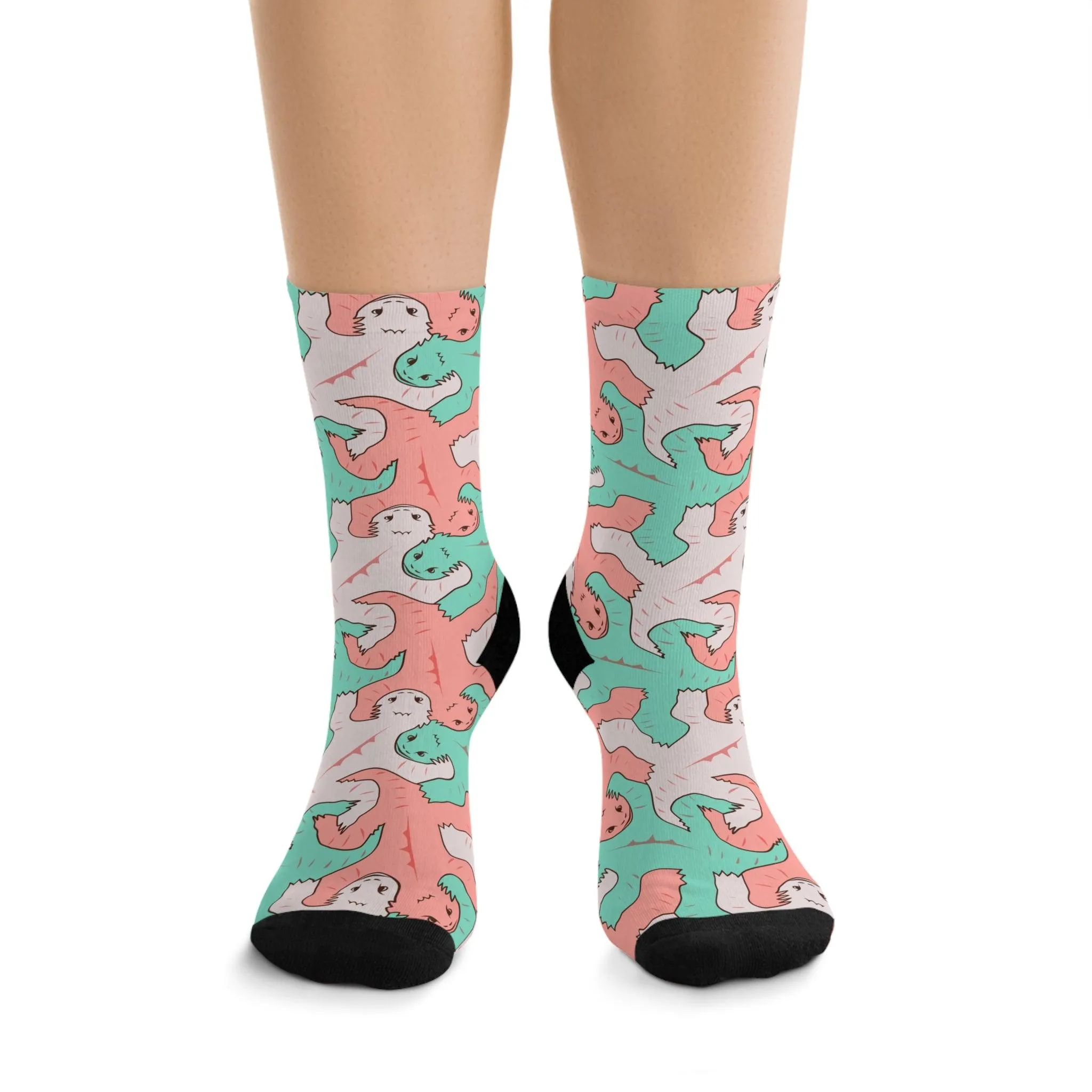 Funky Pink and Green Lizard Tessellation Socks