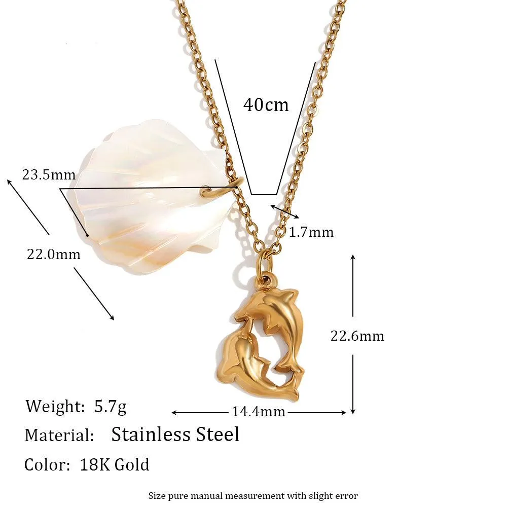 Gold Seashell and Starfish Necklace – Trendy Coastal Jewelry