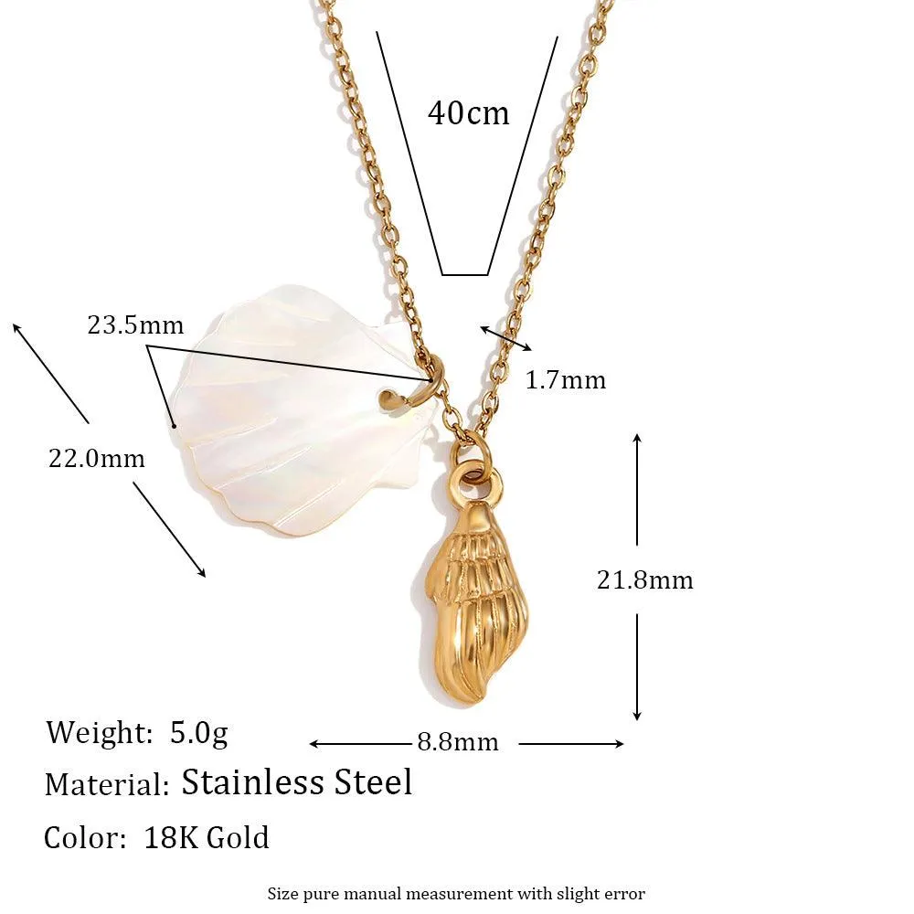 Gold Seashell and Starfish Necklace – Trendy Coastal Jewelry