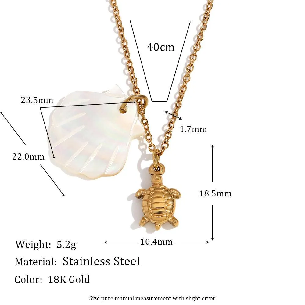 Gold Seashell and Starfish Necklace – Trendy Coastal Jewelry