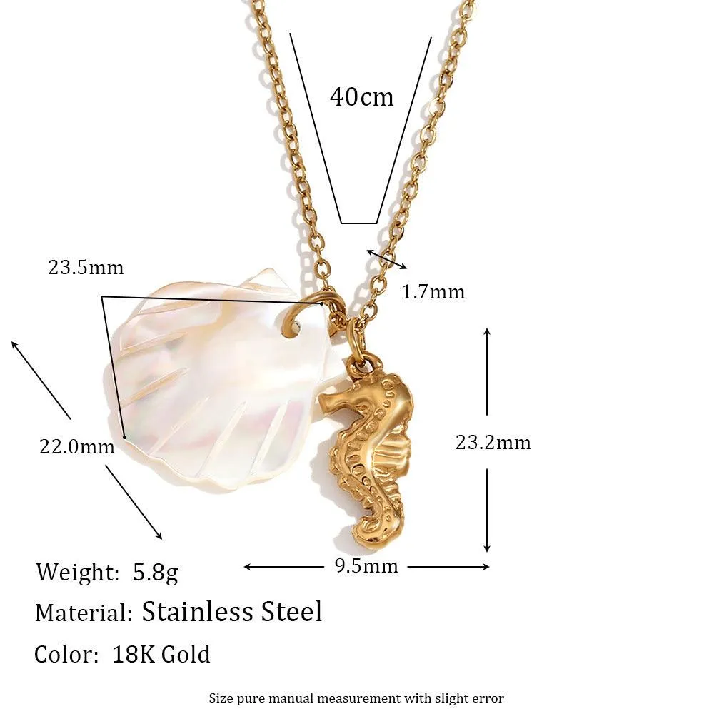 Gold Seashell and Starfish Necklace – Trendy Coastal Jewelry