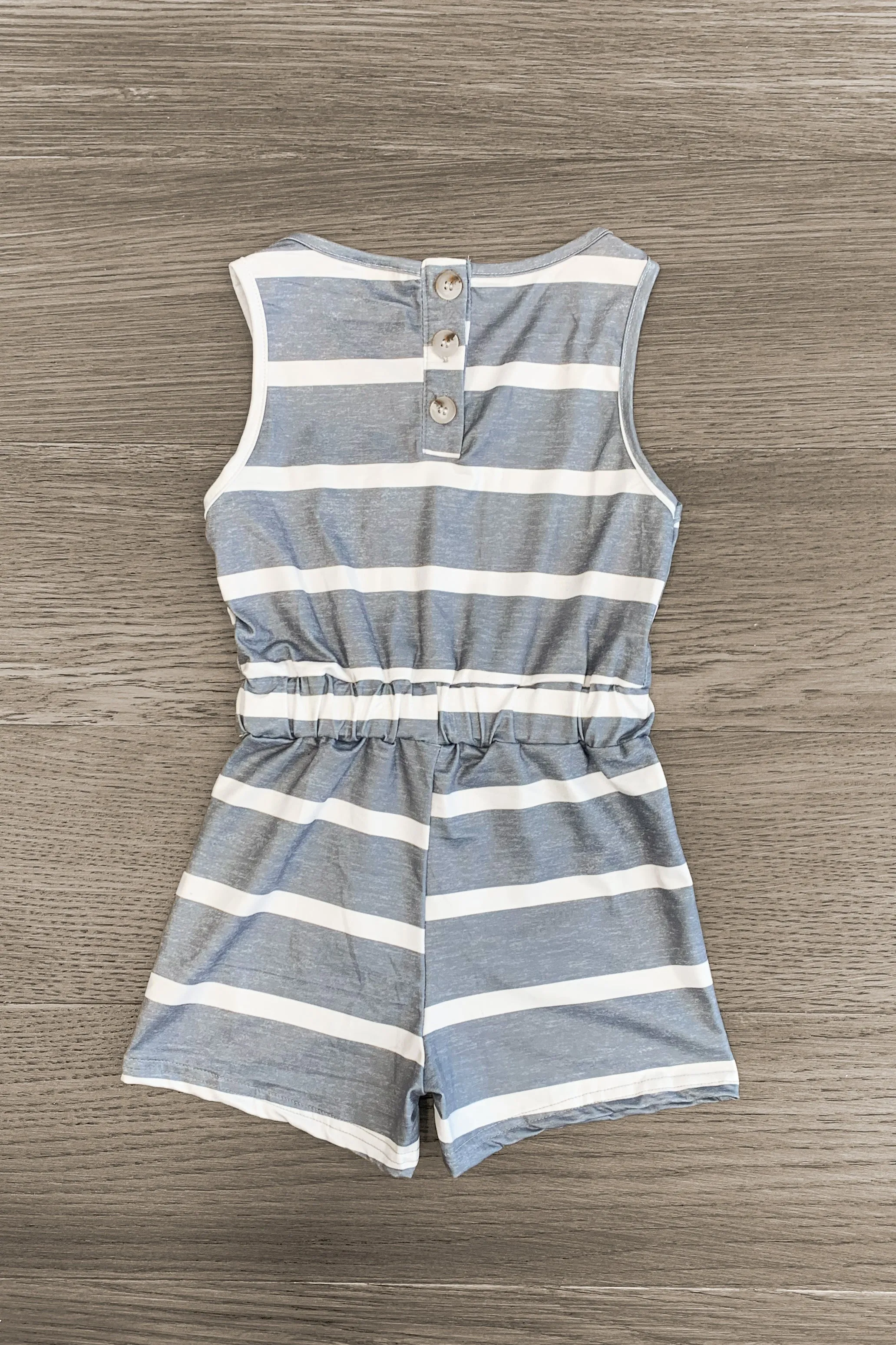 Gray & White Striped Black Sequin Romper