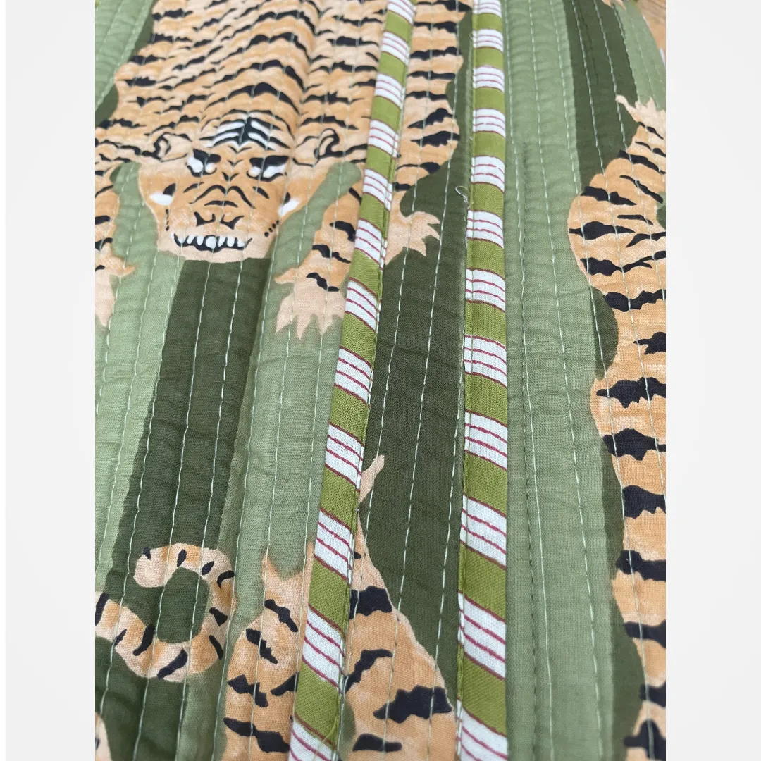 Green Tiger Print Tote Bag