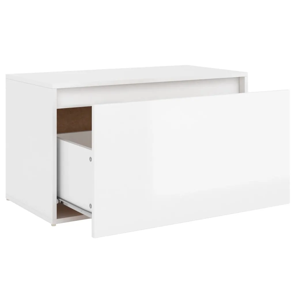 Hall Bench 80x40x45 cm High Gloss White Engineered Wood