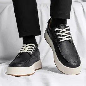 Hnzxzm Men’s Leather Shoes Casual Flat Shoes Lace Up Soft Soles Shoes Dating Fashion Banquet Male Shoes Breathable Men Sneakers