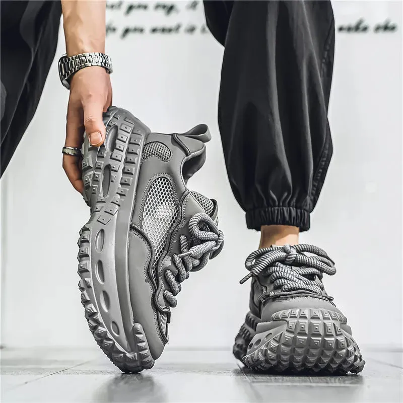 Hnzxzm Men's Trendy Shoes Summer New Sports Shoes Mesh Breathable Lightweight Running Shoes Thick Sole Fashion Versatile Casual Shoes