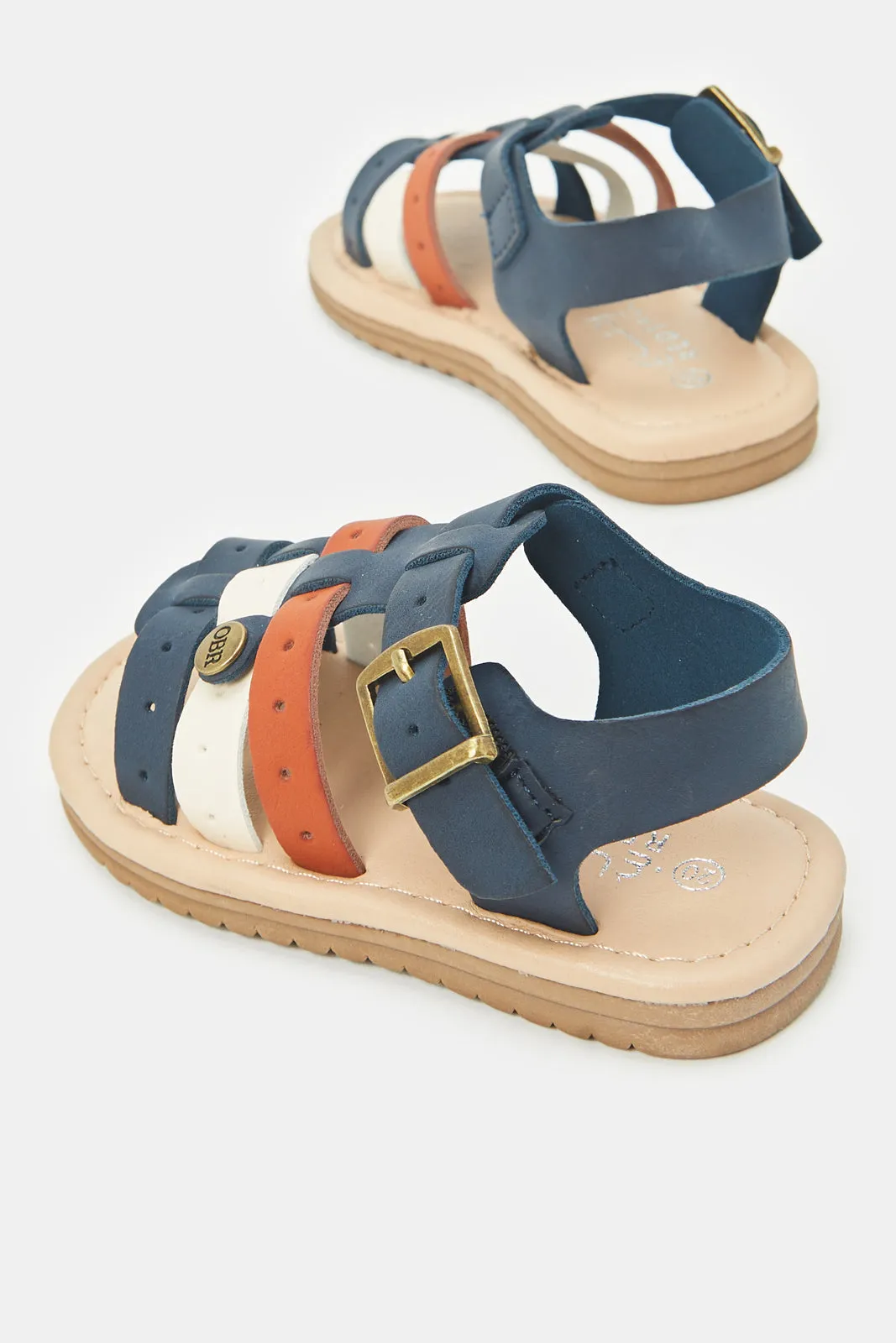 Infant Boys Navy Backstrap Sandals