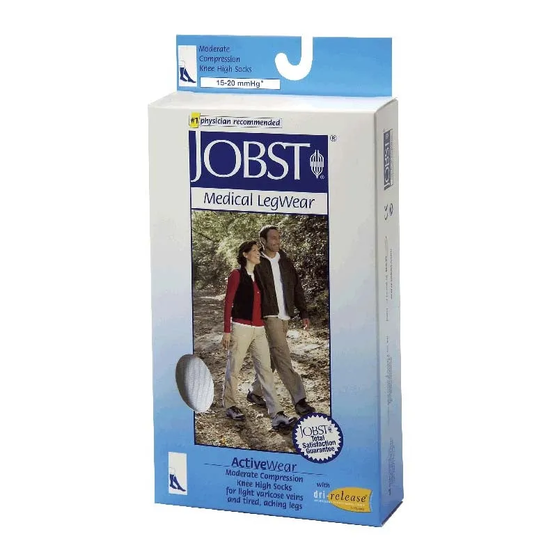 JOBST ActiveWear Knee-High Moderate Compression Socks Large, White