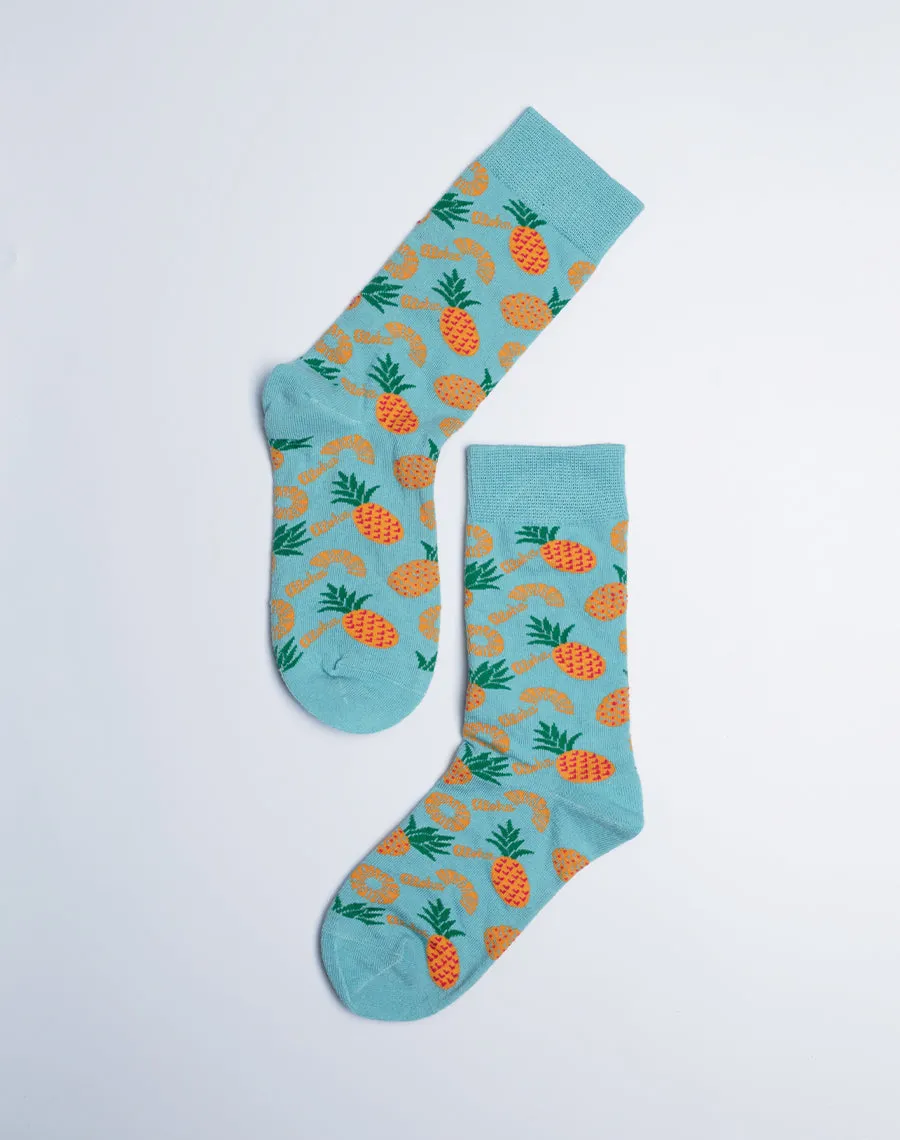 Kids Aloha Pineapple Tropical Crew Socks