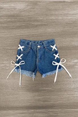 Lace Up Denim Shorts