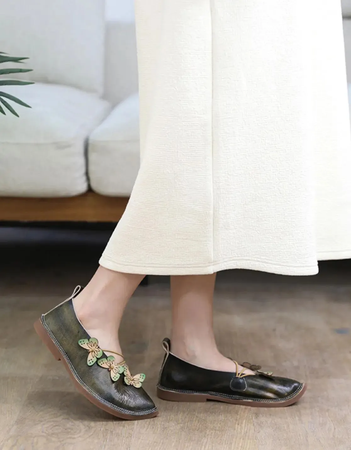 Leather Oriental Flat Shoes