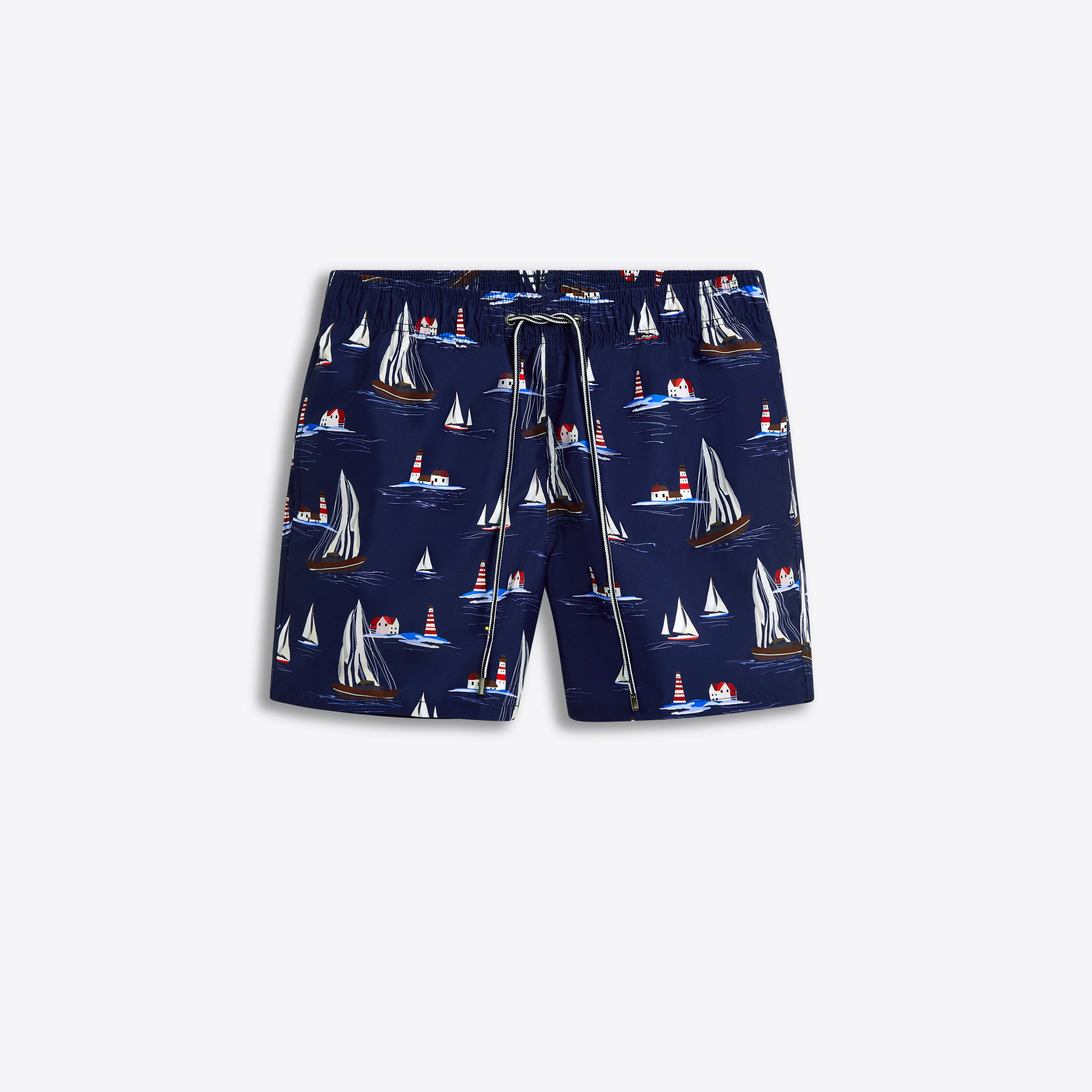 MAX Sailboat and Lighthouse Print Swim Trunks