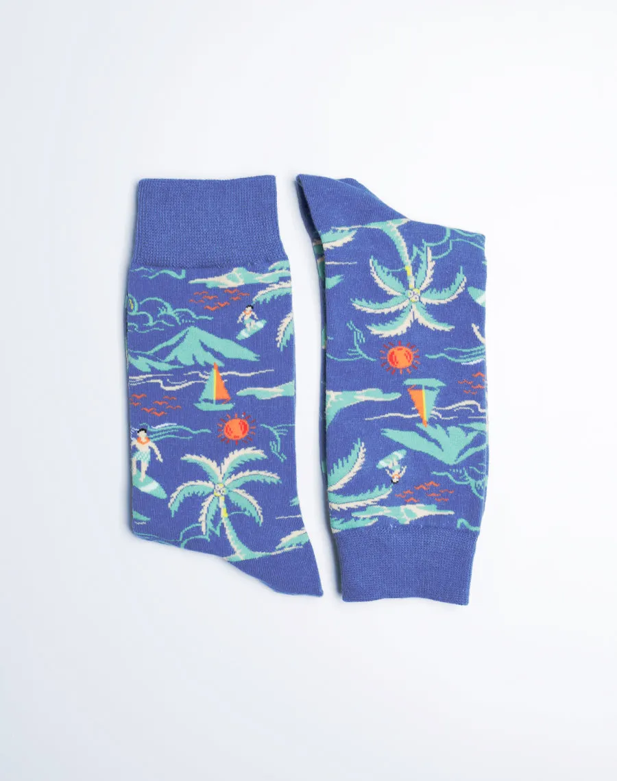 Men's Beach Day Tropical Crew Socks