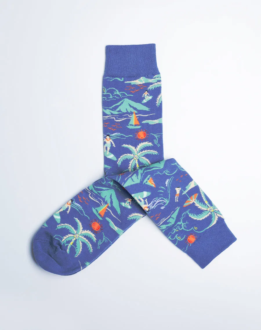 Men's Beach Day Tropical Crew Socks