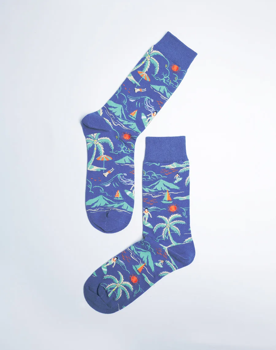 Men's Beach Day Tropical Crew Socks