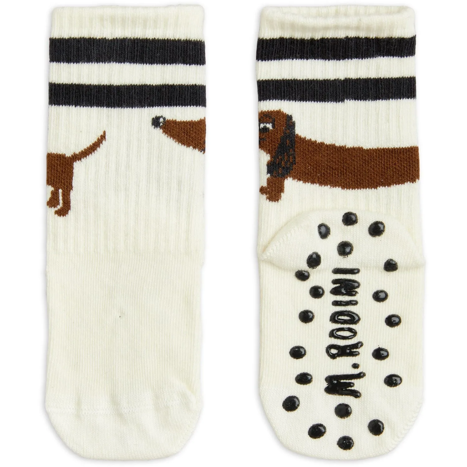 Mini Rodini Offwhite Dog Anti-Slip Socks