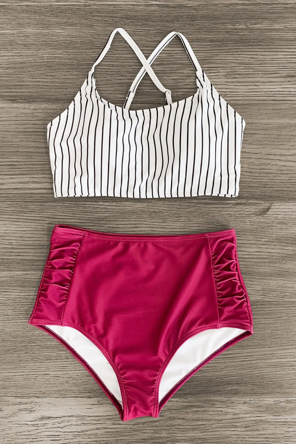 Mom & Me - Plum Stripe Bikini