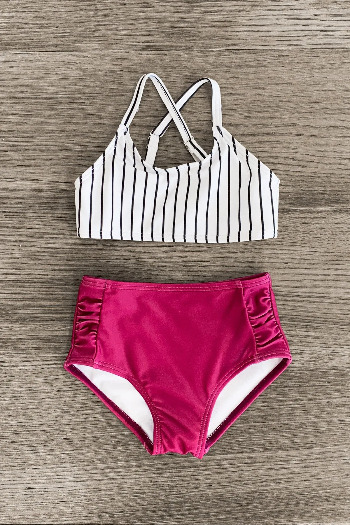 Mom & Me - Plum Stripe Bikini