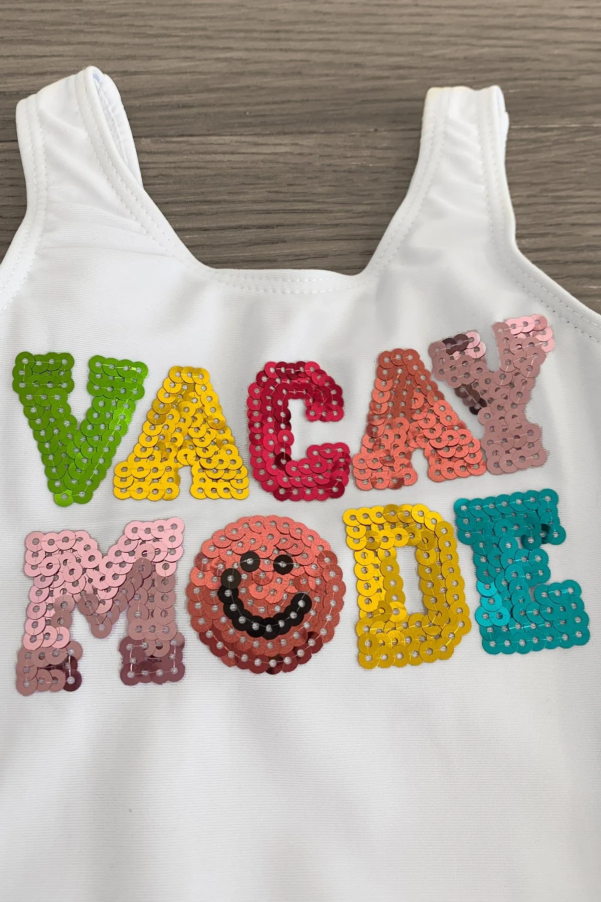 Mom & Me - "Vacay Mode" White Sequin Swimsuit