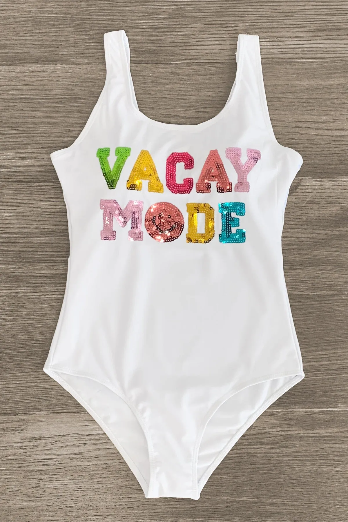 Mom & Me - "Vacay Mode" White Sequin Swimsuit