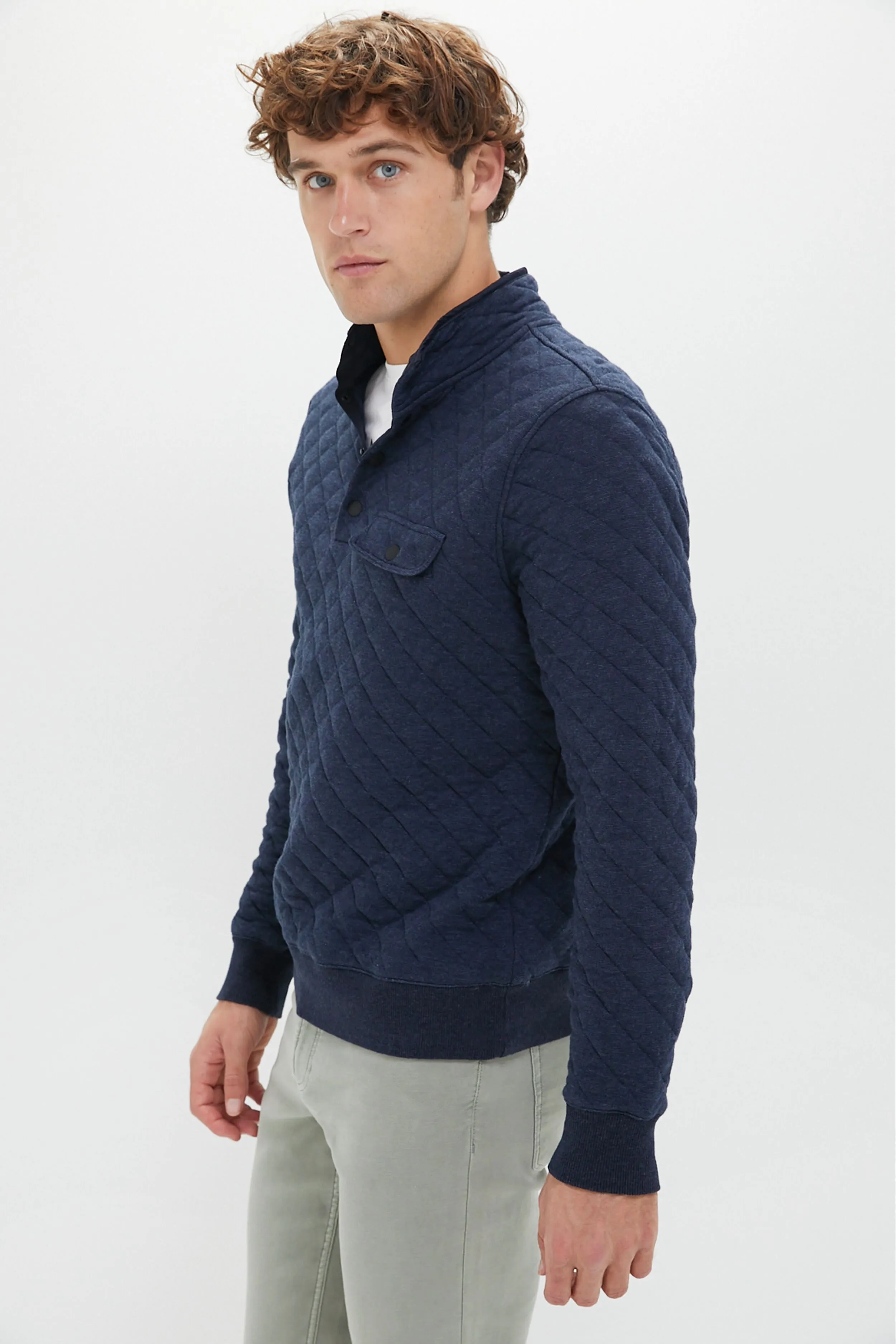 Navy Melange Epic Quilted Fleece Pullover