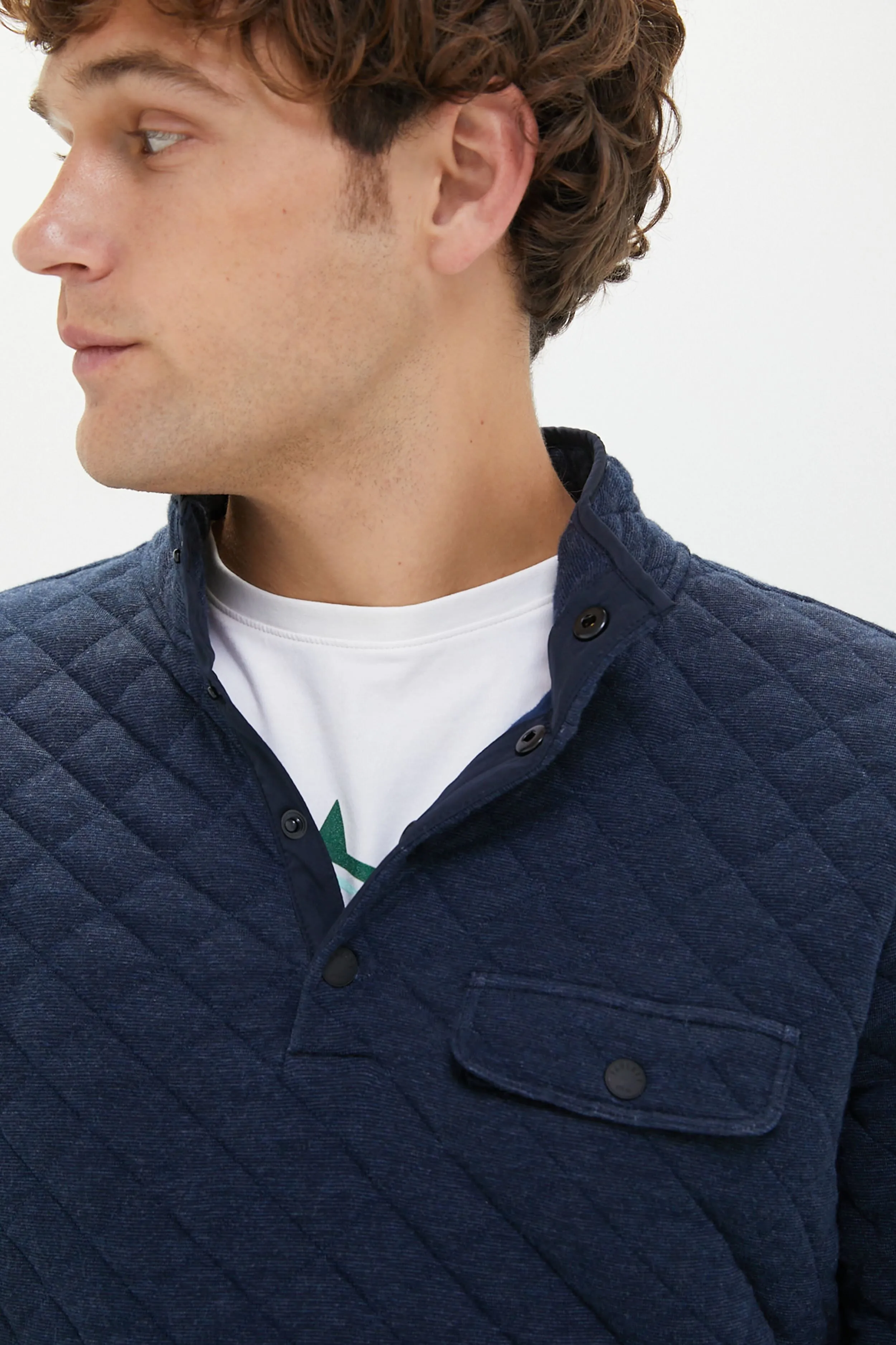 Navy Melange Epic Quilted Fleece Pullover