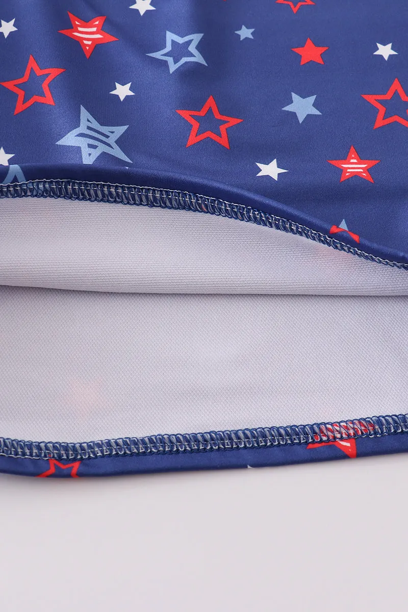 Navy Patriotic star print men swim trunks