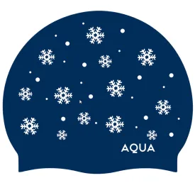 Navy Snowflakes - Silicone Swim Hat