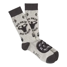 No Pain No Gain (Grey) Men's Crew Socks