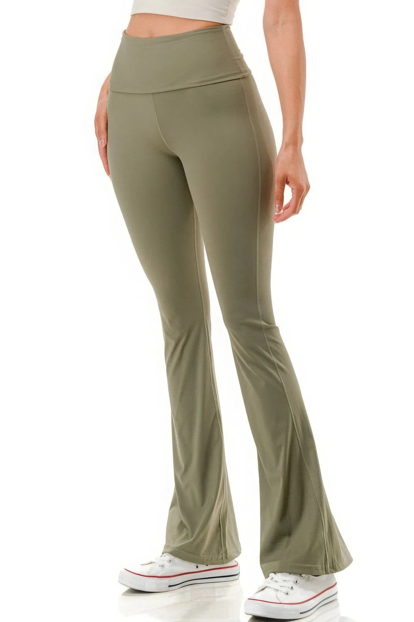 Olive Super High Waist Premium Yoga Flare Pants