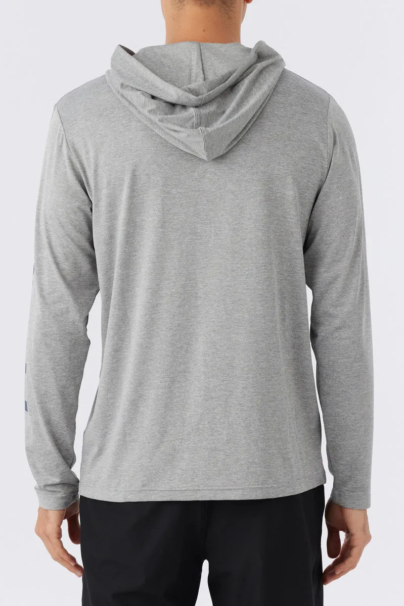 O'Neill Trvlr UPF Hooded Snap L/S Tee-Heather Grey