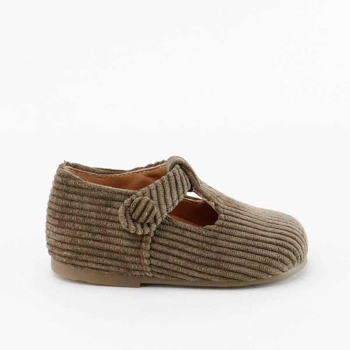 Papanatas Brown Corduroy Baby T-Strap