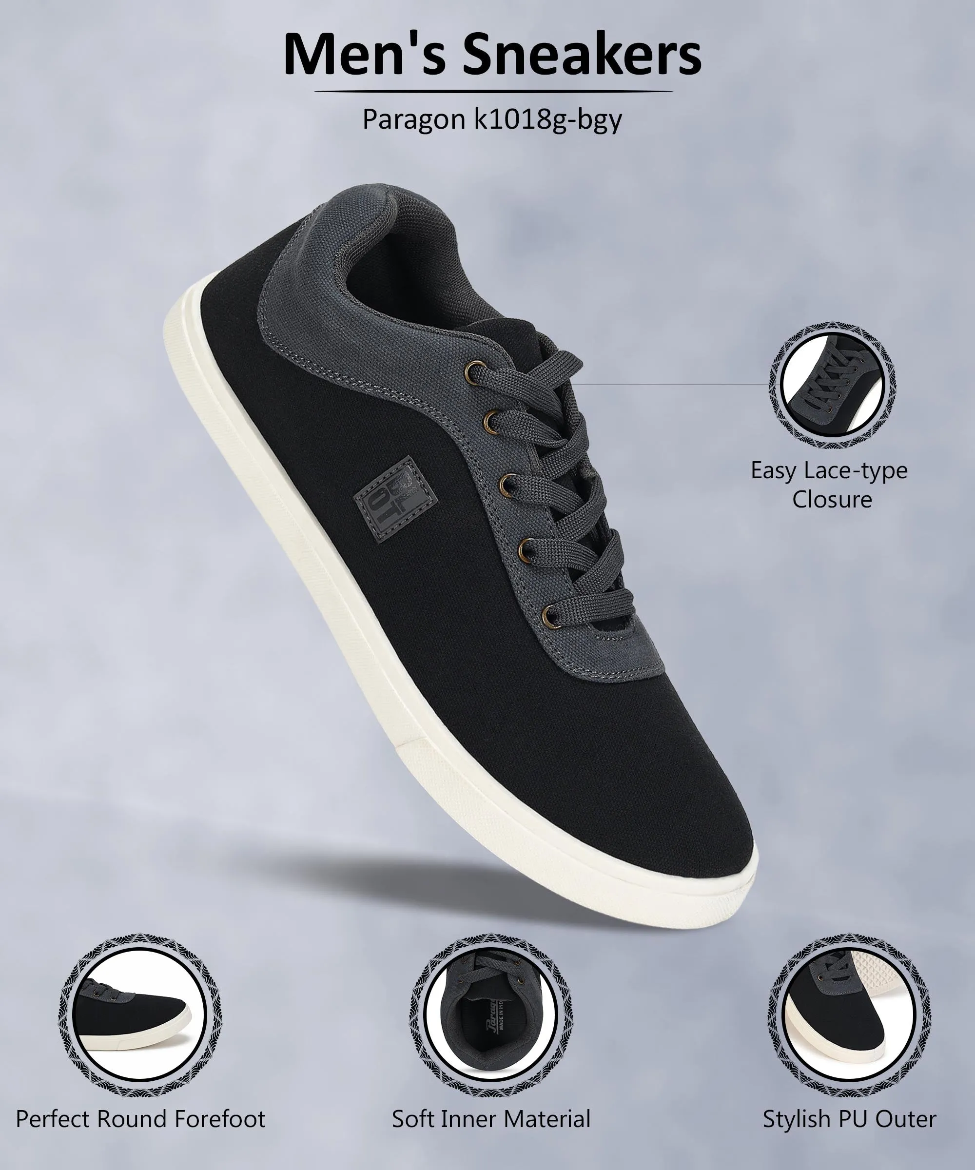 Paragon K1018G Men Casual Shoes | Stylish Walking Outdoor Shoes for Everyday Wear | Smart & Trendy Design  | Comfortable Cushioned Soles White