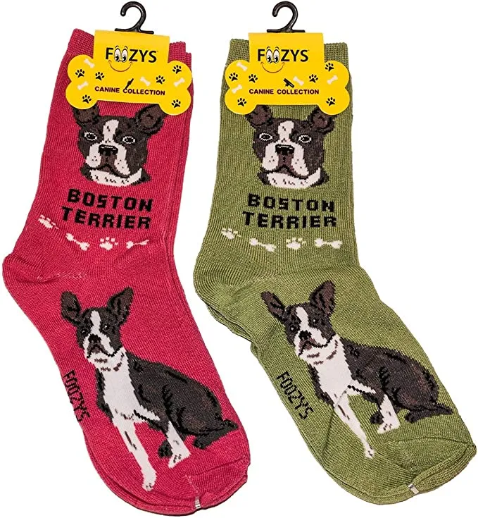 Pink Boston Terrier Socks