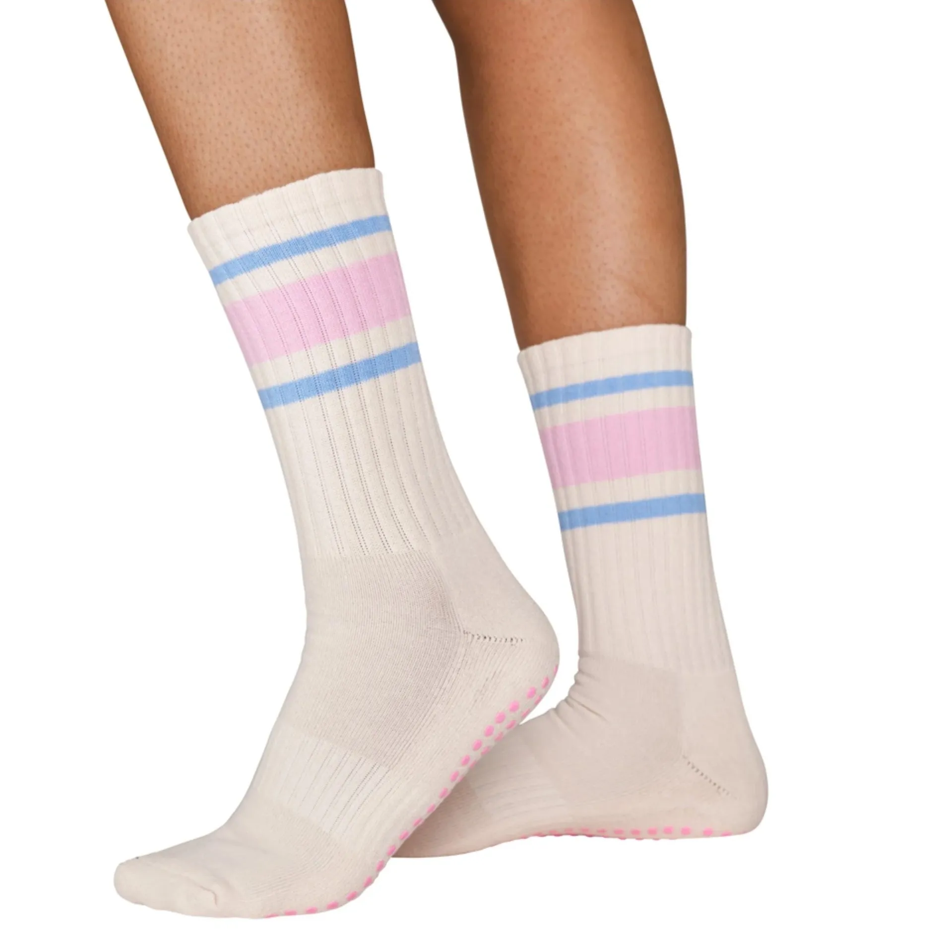 Pink Retro - Crew Grip Sock (Barre / Pilates)