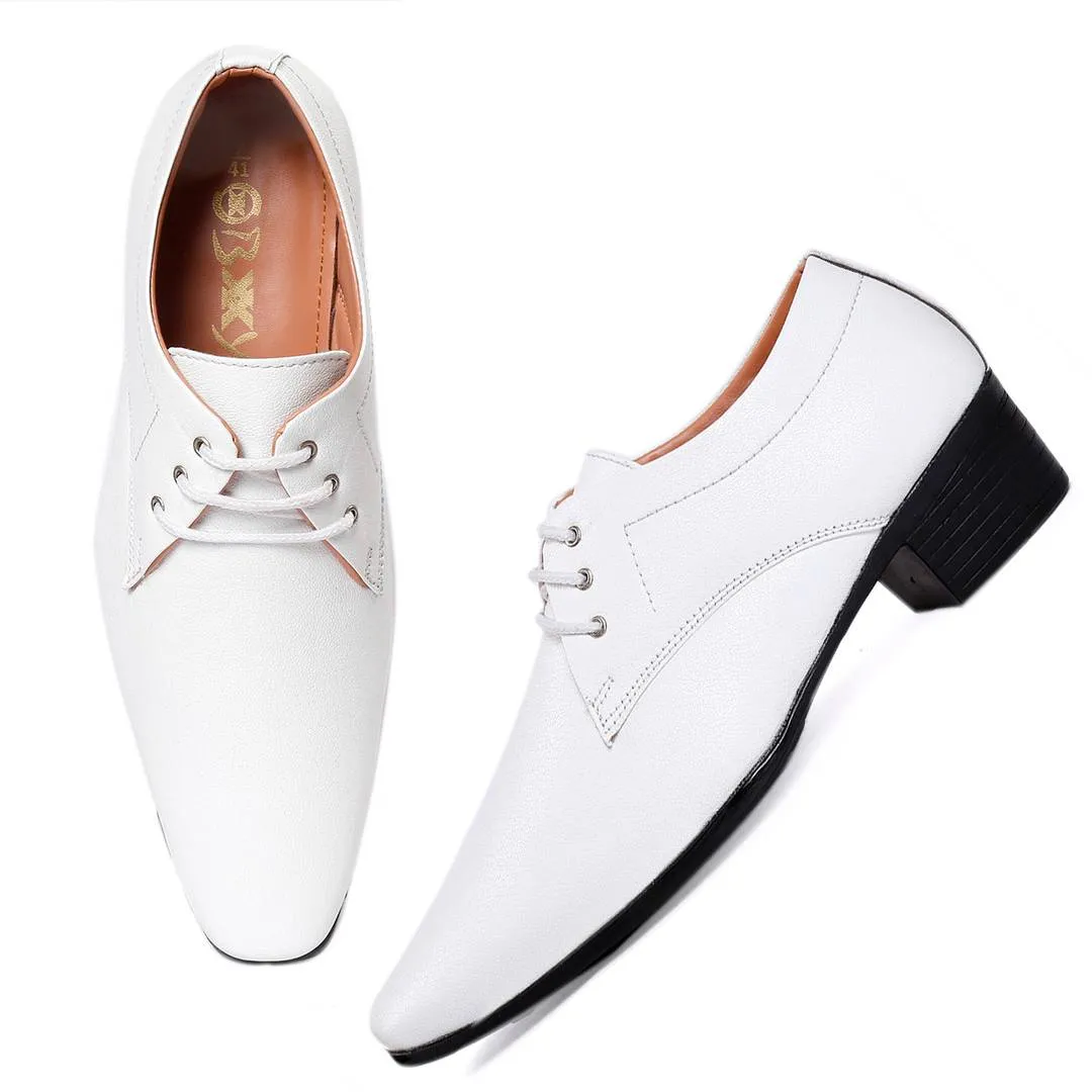 Premium White Synthetic Leather 6 inch height increasing Formal Shoe For Men