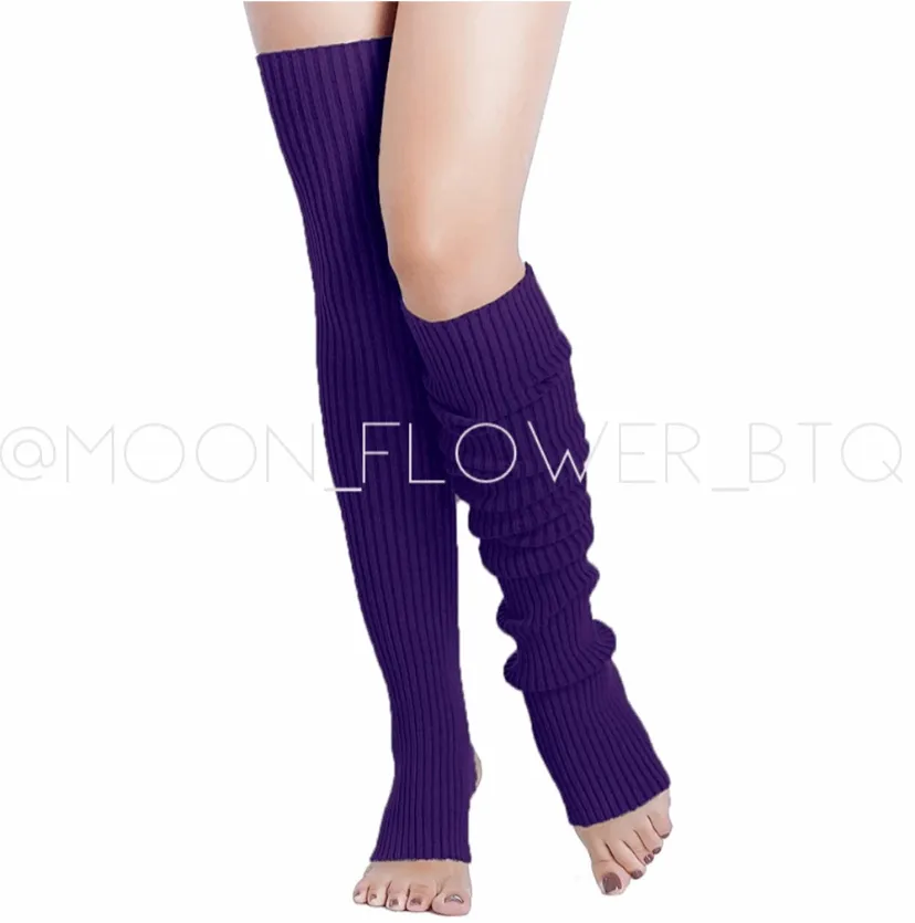 Purple Leg Warmers Toeless Yoga Dance Socks