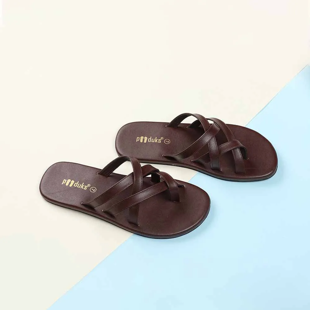 Radial Crossover Vegan Leather Slides Men